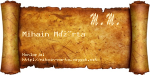 Mihain Márta névjegykártya